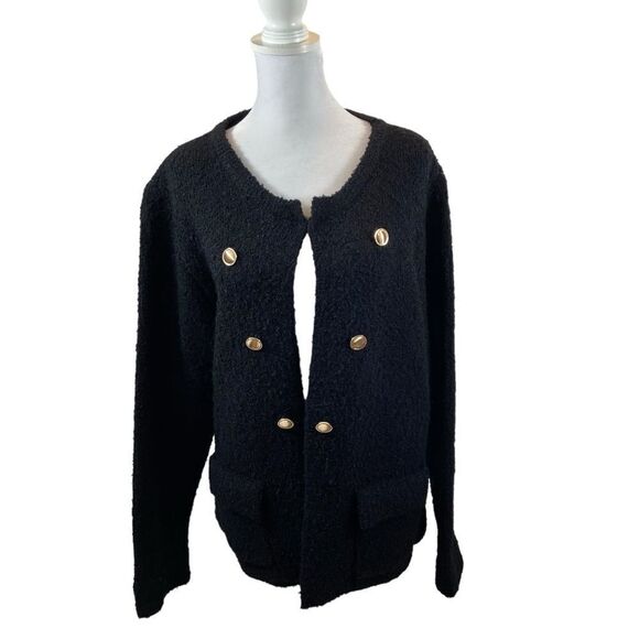 Sioni Brand Black Single Button Closure Open Front Sweater Jacket Size XL - Picture 6 of 16